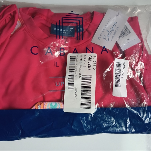 Cabana Life Big Girls Printed Rash Guard and Bikini Bottoms Set - UPF 50+, Short - Picture 8 of 10